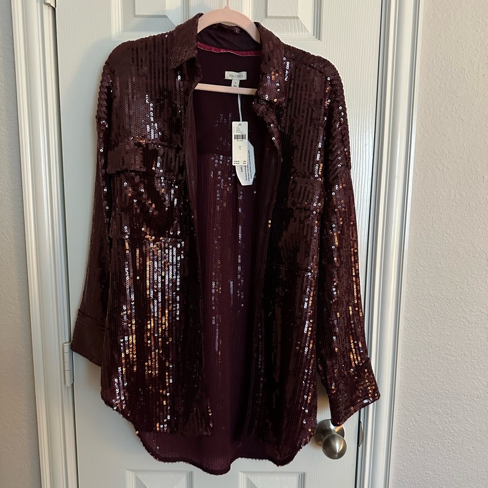 NWT Pilcro Sequin Button Up Blouse